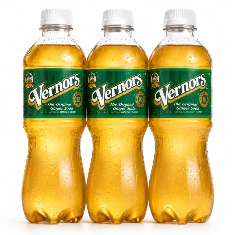 6 pack Old-Fashioned Vernors Ginger Ale - 16.9 oz. Bottles